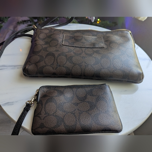 Coach Signature East West Dark Brown Crossbody Leather Bag. - Picture 7 of 14